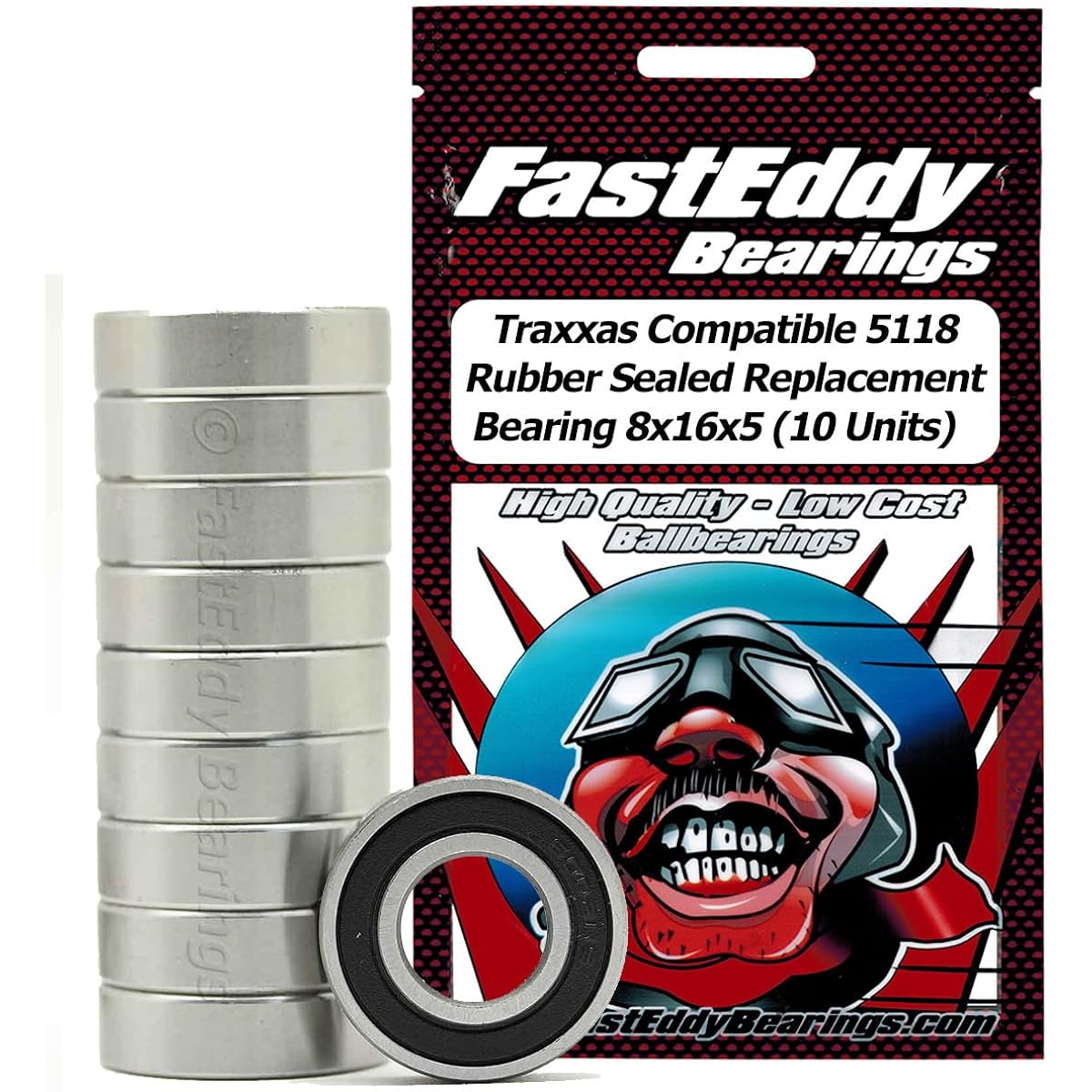 Traxxas 5118 Replacement Rubber Sealed Sealed Ball Bearing Kit for RC Cars 8 x 16 x 5 (10 units)