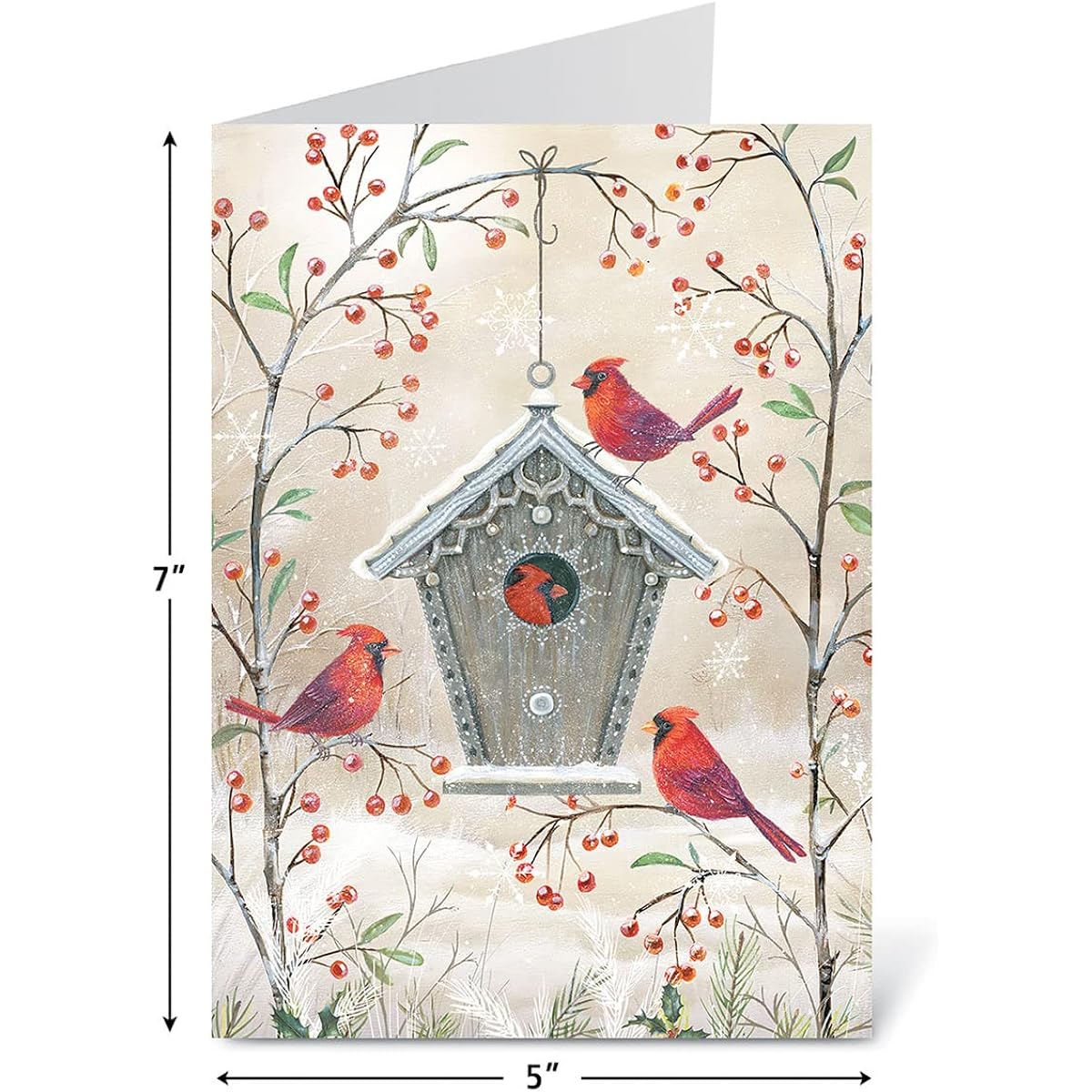 Colorful Images Cardinal Winter Personalized Christmas Cards, Set of 24 Cards with Envelope Seals, Card Stock, 5" x 7"