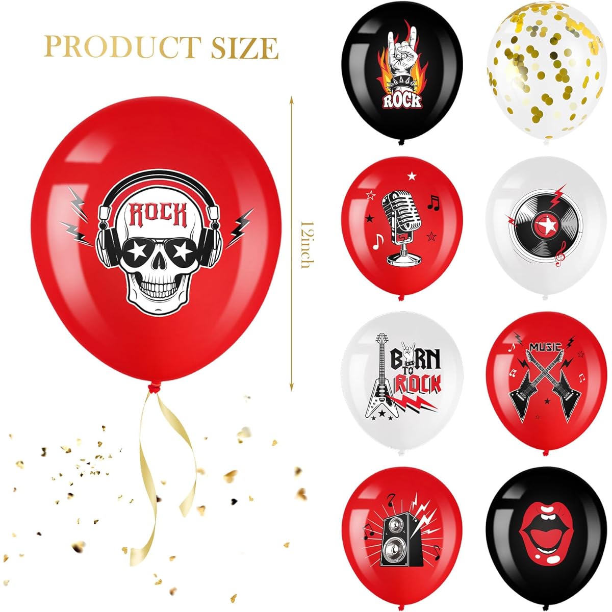 48 Pieces Rock Party Balloons 12 Inch Latex Party Balloons for Girls Boys Kids Birthday Party Baby Shower Decoration Supplies