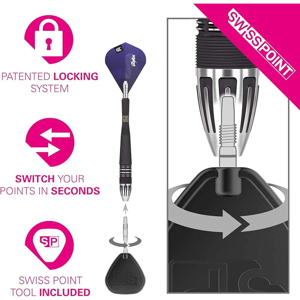 Target Darts Phil Taylor Power 9-Five Gen 10 26G Tungsten 95% Swiss Point Steel Tip Dart Set