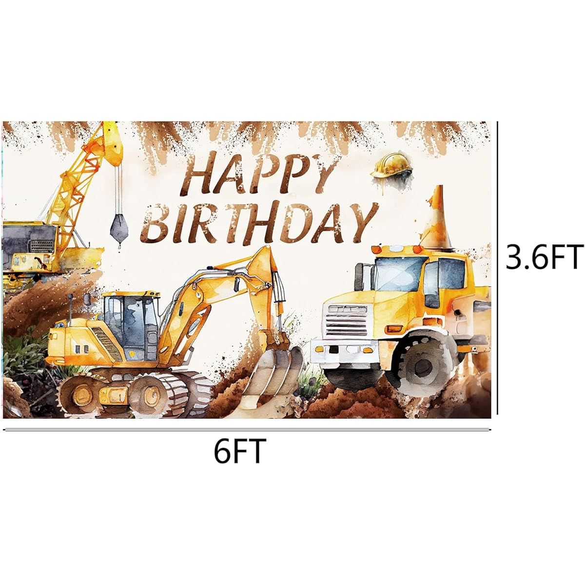 6x4ft Construction Site Banner Backdrop for Boys Birthday Party, Construction Theme Birthday Background Grab Truck Birthday Party Decorations Background for Photography Boy Cake Table Banner
