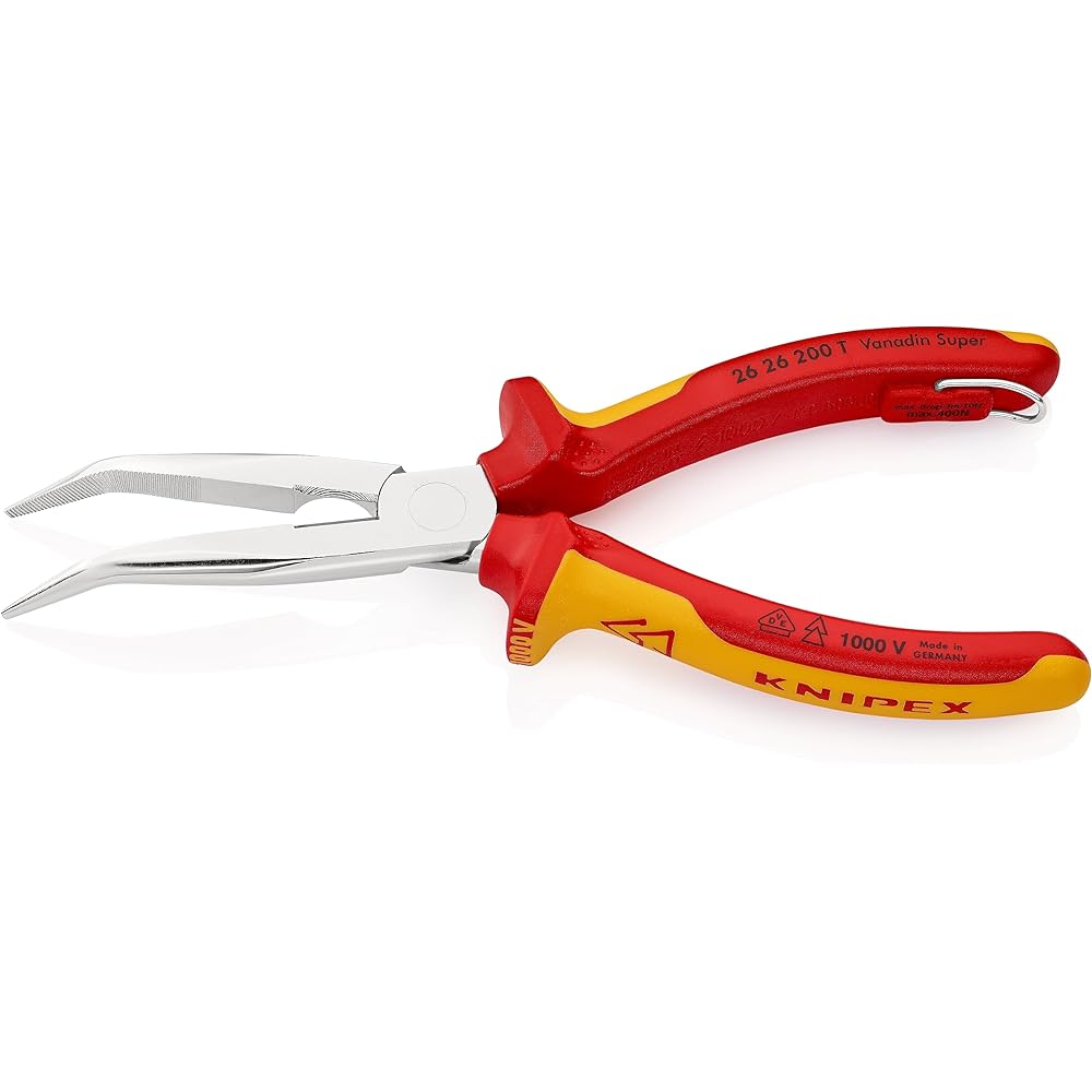 KNIPEX radio pliers KNIPEX 2626-200TBK Insulated tip curved radio pliers fall prevention (BK) 2626-200TBK