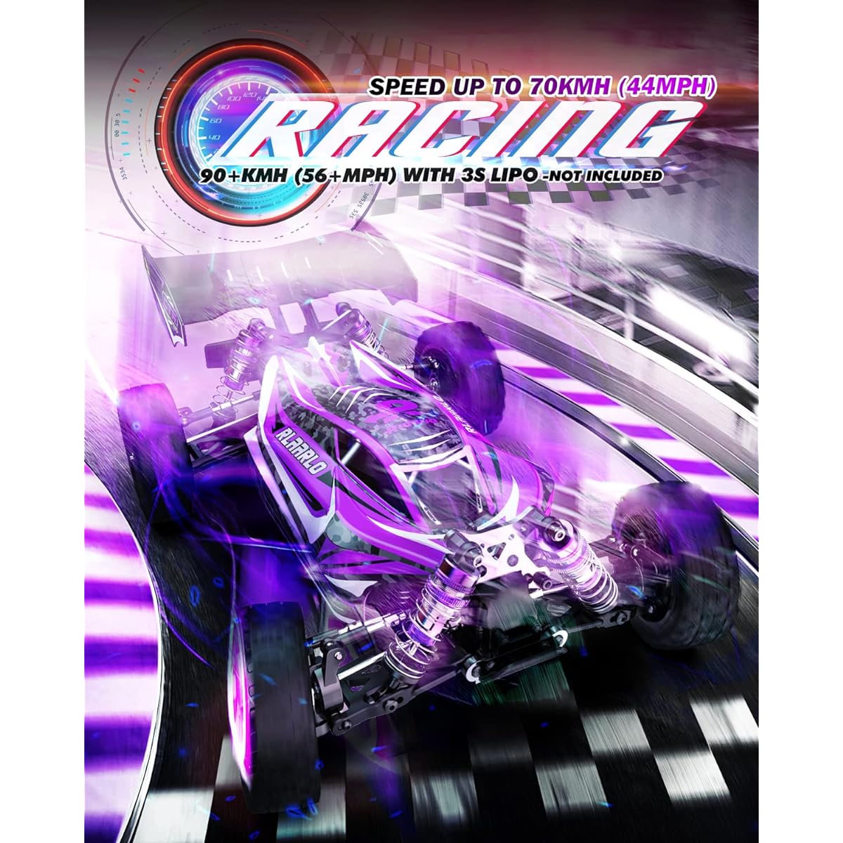 CROBOLL 1:14 Brushless High Speed RC Car for Adults with Independent ESC, Top Speed 90+KPH, 4X4 Hobby Off-Road RC Truck Oil-Filled Shocks Remote Control Monster Truck for Boys (Purple)