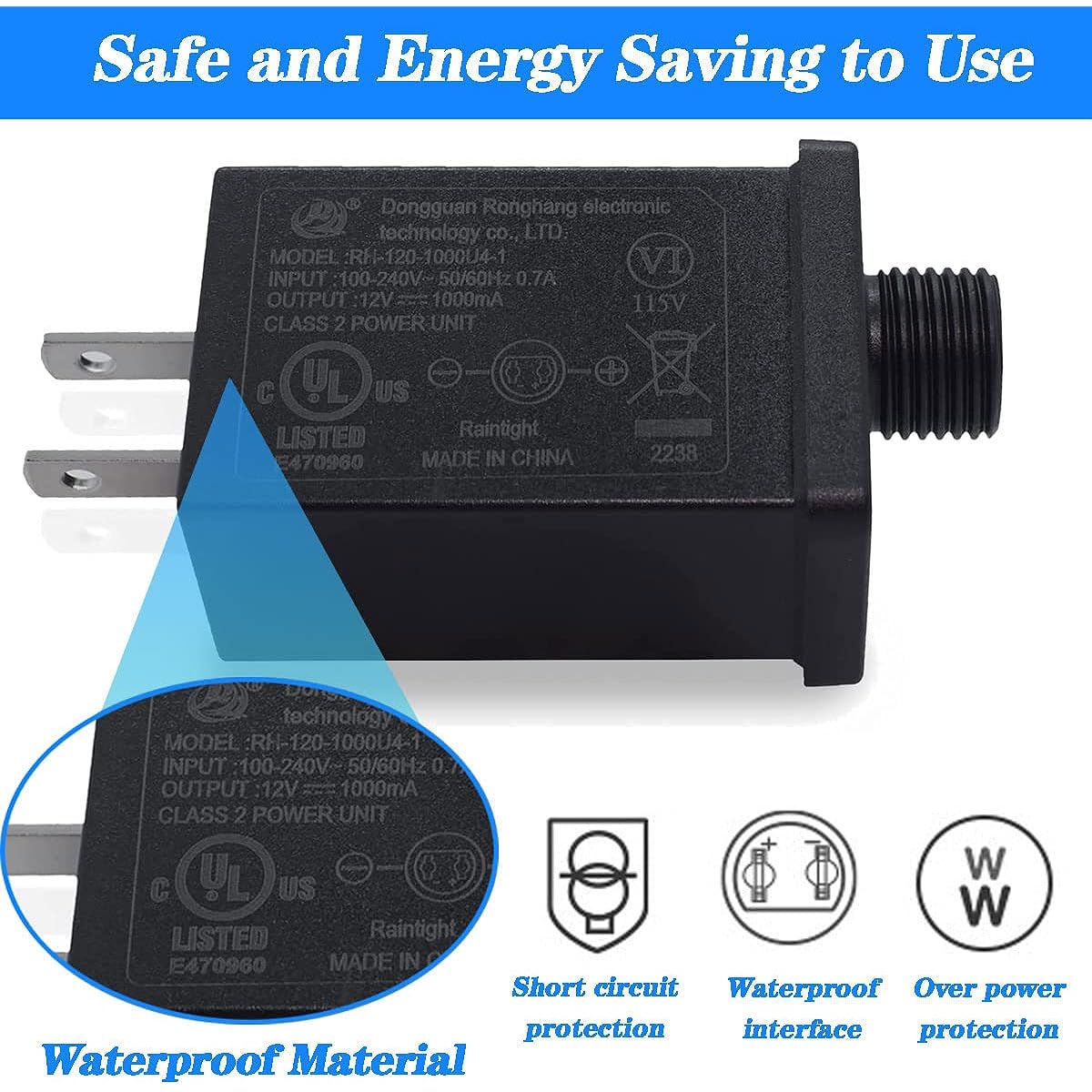 Replacement Yard Inflatable Adapter 12V 1A 2pcs Power Adapter Outdoor Inflatable Decoration Power Transformer Plug Halloween Christmas Inflatable Decorations