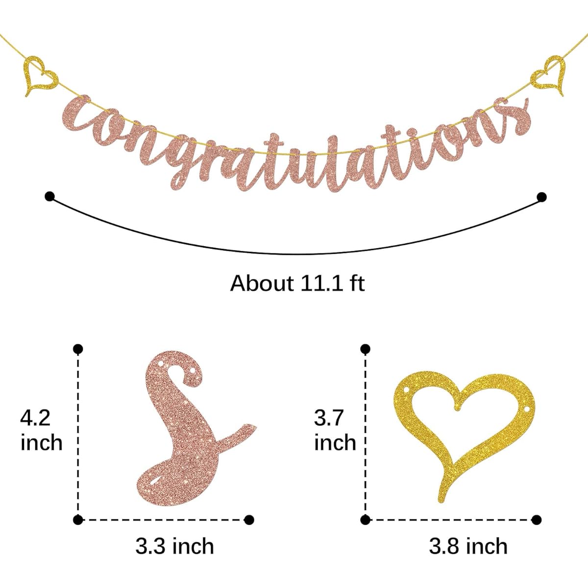 Helewilk Rose Gold Glitter Celebration Banner for Graduation/Wedding/Engagement/Bridal Shower/Birthday/Retirement/Baby Shower Party Decoration Supplies