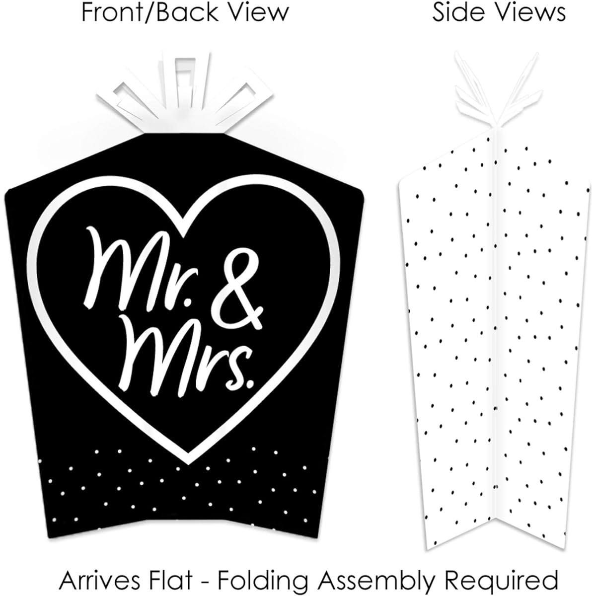 Big Dot of Happiness Mr. and Mrs. - Table Decorations - Black & White Wedding or Bridal Shower Fold & Flare Centerpieces - 10 Pieces