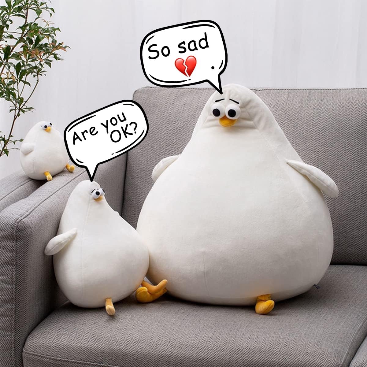 Fluffy Seagull Plush Pillow, Fat Chicken Easter Stuffed Animal, Cute Chick Plush Toy, Funny Simulation Mother Chicken Doll, Creative Gift for Kids, 16.5 Inch