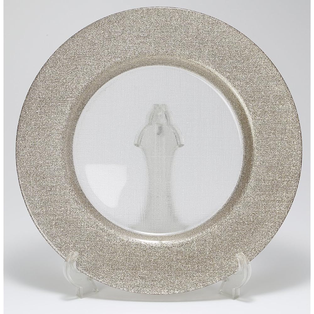 Vetro Felice Large Plate Western Tableware Charger Plate Ginger & Clear 33cm Happy Glass Glitter 323933C G006