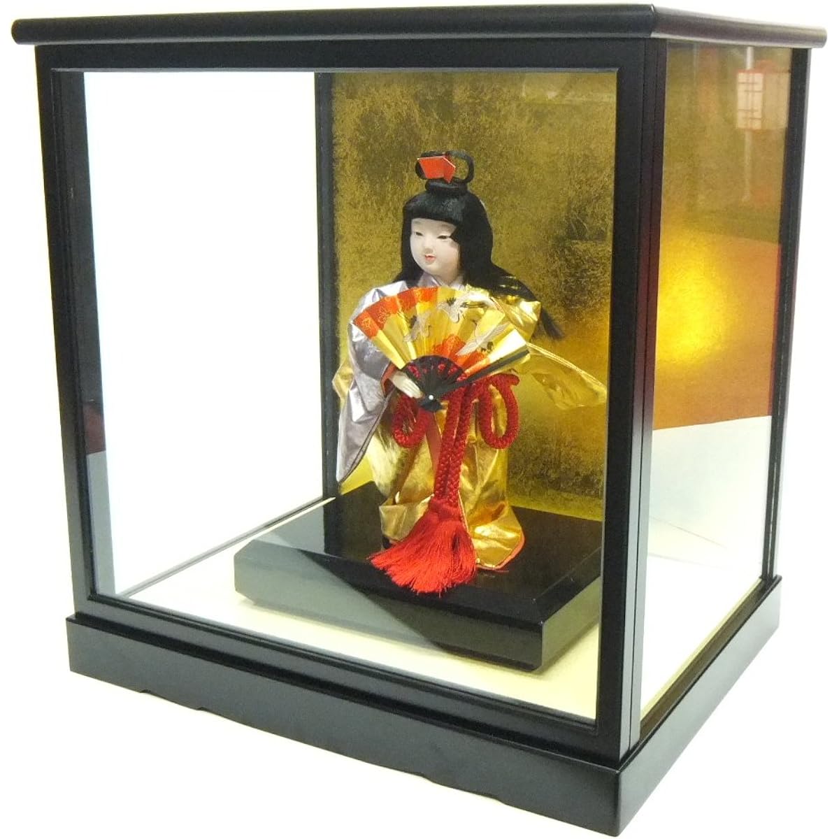 Japanese doll No. 6, pure gold leaf, young girl, case included, wood grain No. 2 case