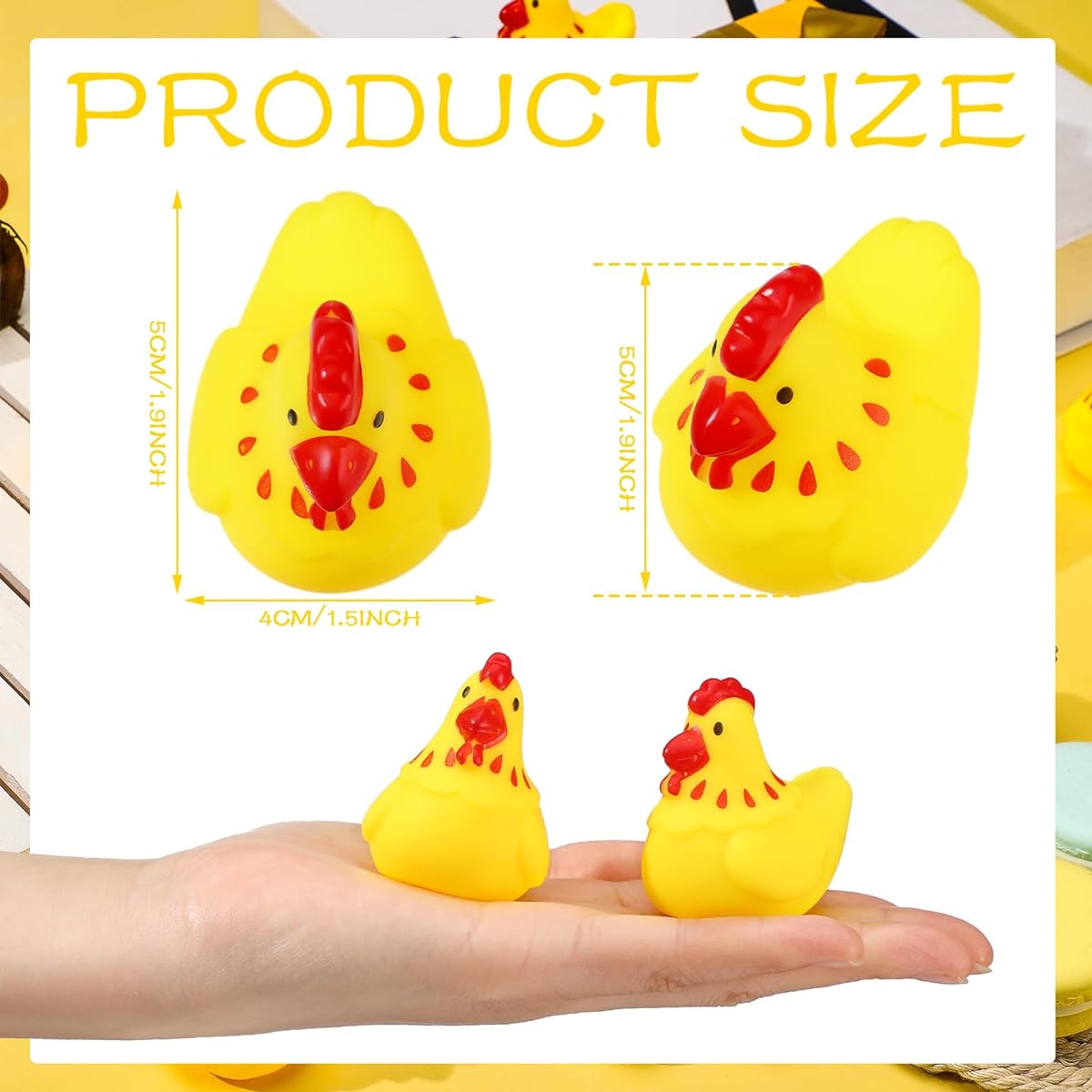 Libima Rubber Chicken Bath Toys 100 Pieces Bulk Mini Chick Squeezable Squeaky Toys Yellow Floating Rubber Toys Pool Bathtub Toys Boys Girls Shower Birthday Party Favor Gift