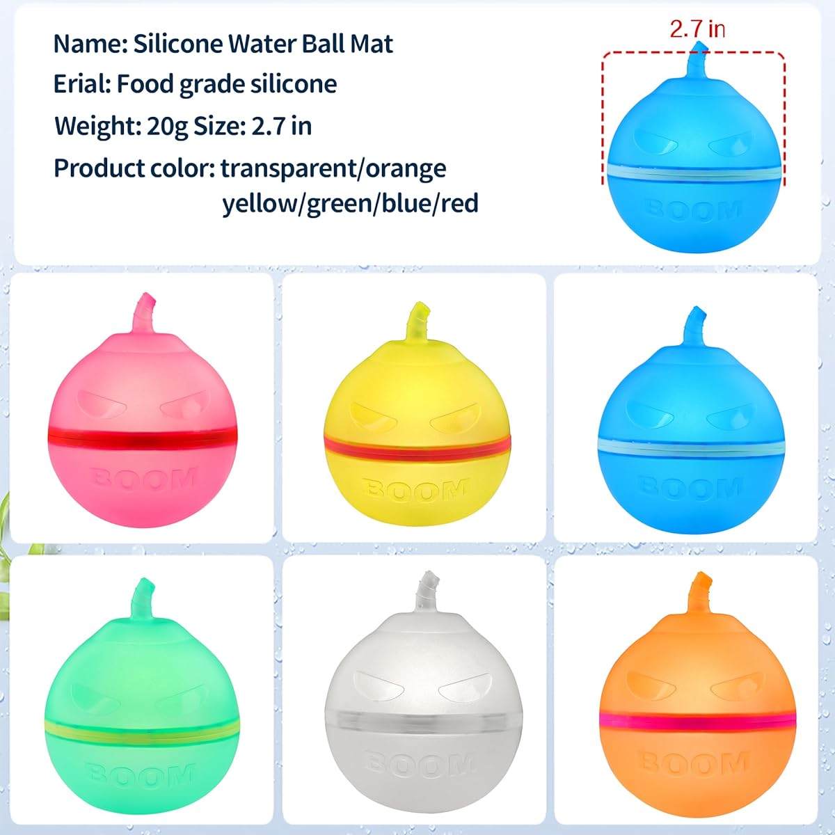 IN-JOOYAA 6pcs Reusable Magnetic Water Balloons Quick Fill Water Balloons with Portable Mesh Bag Magnetic Silicone Water Balloons for Toys and Parties, Pool Toys, Outdoor Games (Bombs)
