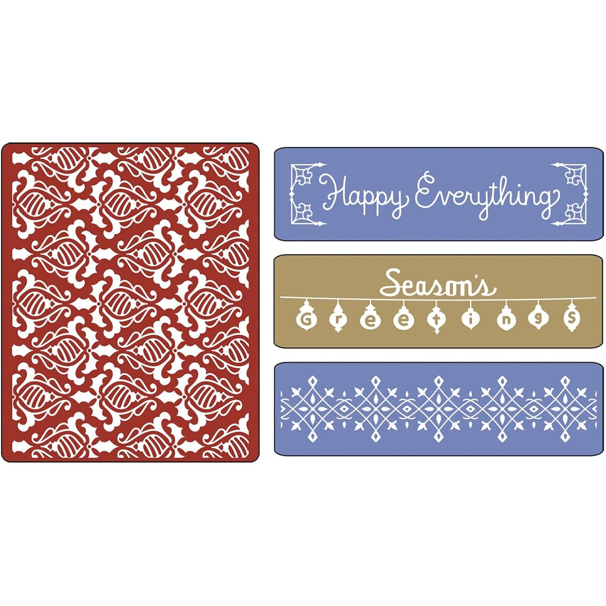 Sizzix Texture Folder 4/Pkg - Holiday Embossed Impression Damask