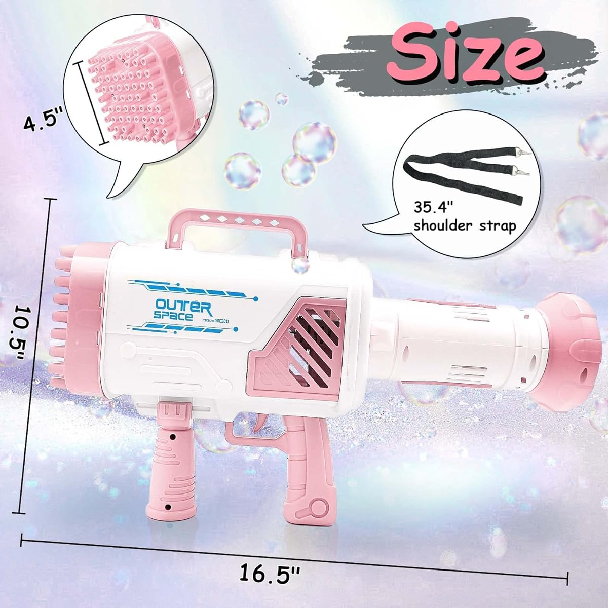 Craft Spot! 60 Hole Bubble Gun Rocket for Kids, Electric Automatic Bubble Gun with Colorful Lights, Perfect Gift for Wedding, Summer Party, Outdoor, Adults, Boys, Girls
