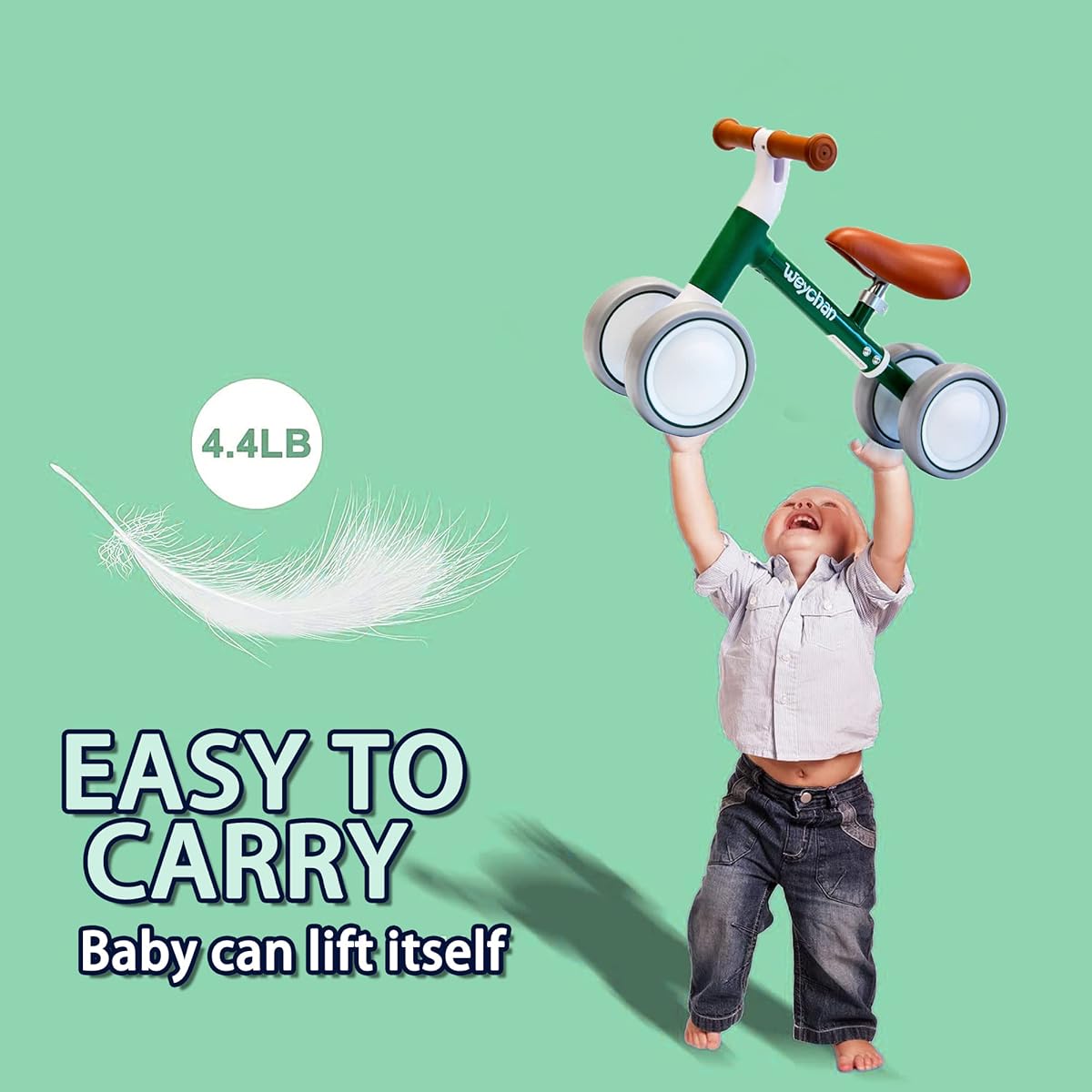 Weychan Baby Balance Bike Toys, Gifts for 1 Year Old Boys, Adjustable Toddler Balance Bike, Gifts for 1 Year Old Girls, 12-36 Months, Best First Birthday Gifts for Infants, No Pedal Bicycle, Green