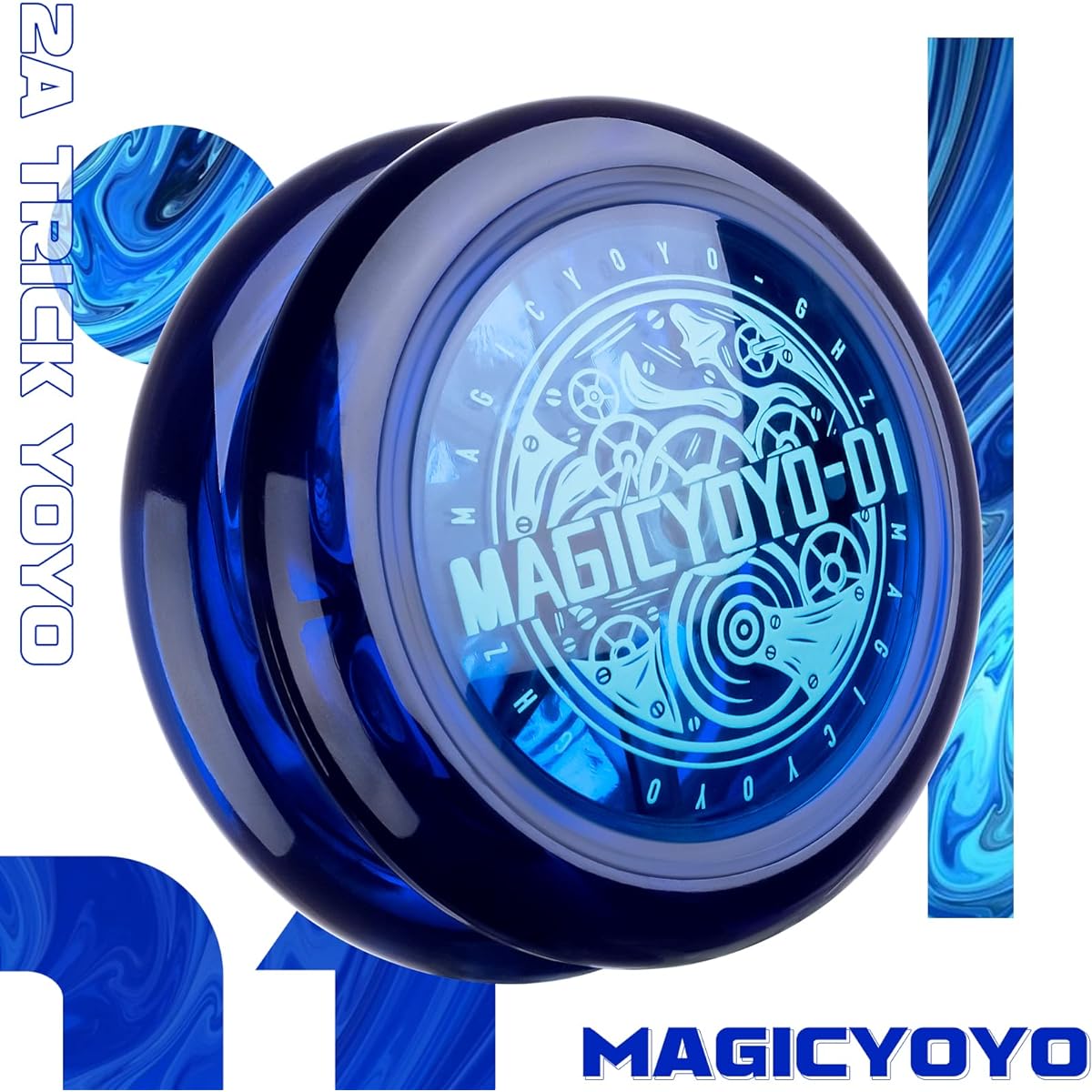 MAGICYOYO D1 GHZ Yoyo Professional Looping Yoyo for Beginners Responsive Yoyo for Kids 2A Beginner Yoyo with 6 Replacement Yoyos, Gloves and Yobag (Dark Blue)