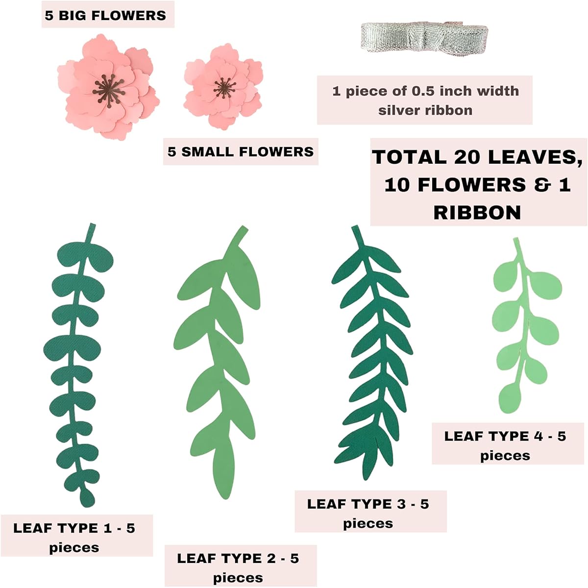 Pinfliers Floral|Jungle Theme Birthday Decoration Garland for Ganpati Puja | Ganesha Chaturthi Festival Background Decoration Item for Home Paper Pink Flowers Decoration 20 Leaves