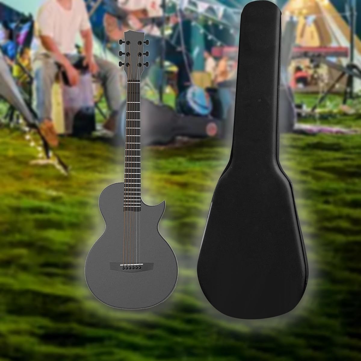 Colaxi Acoustic Guitar, 6 String Acoustic Guitar, 35" Carbon Fiber with Guitar Pack, Acoustic Electric Guitar for Kids and Teens, Travel, Black