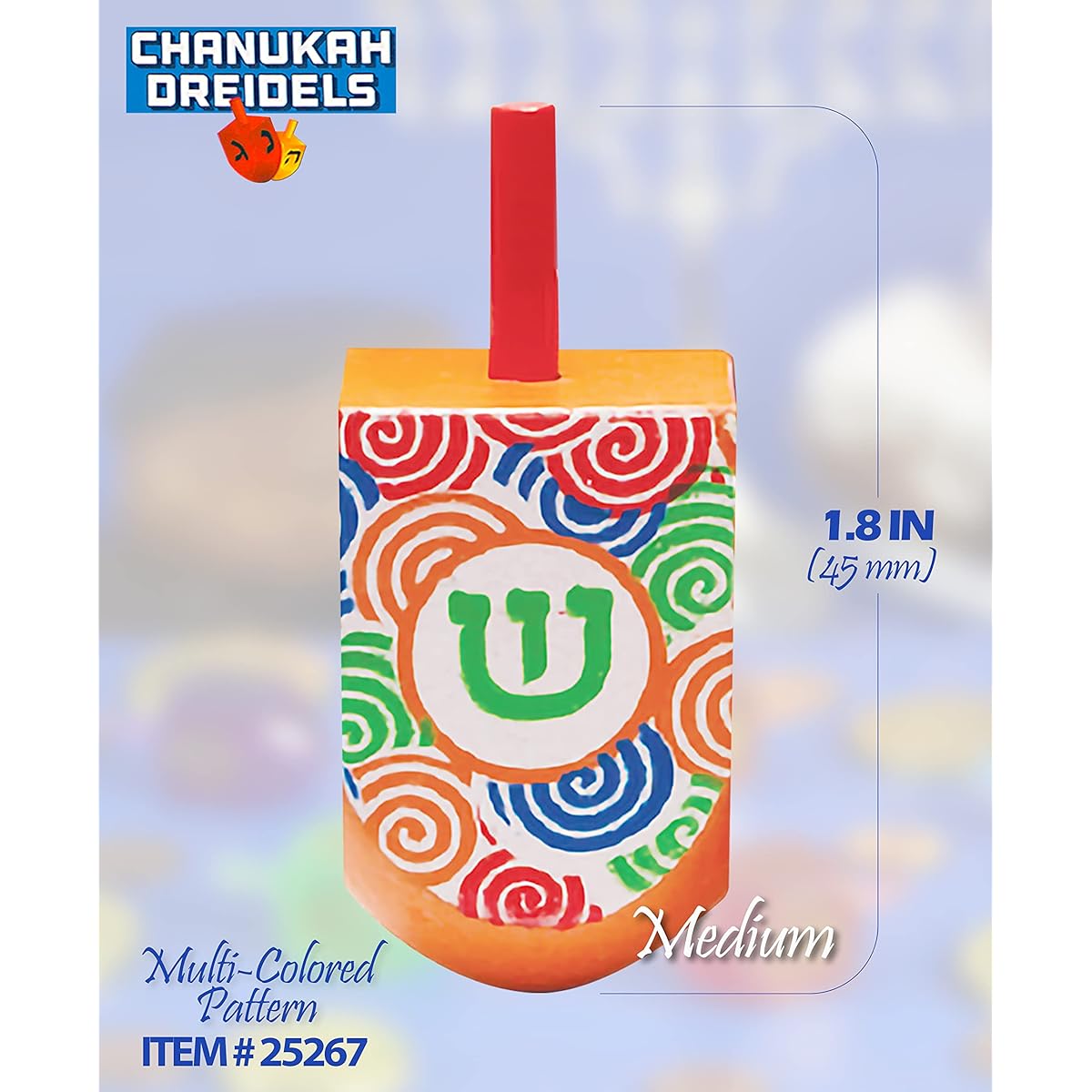 Izzy 'n' Dizzy Hanukkah Dreidels – Multicolor Wooden Dreidels – 10 Pack M