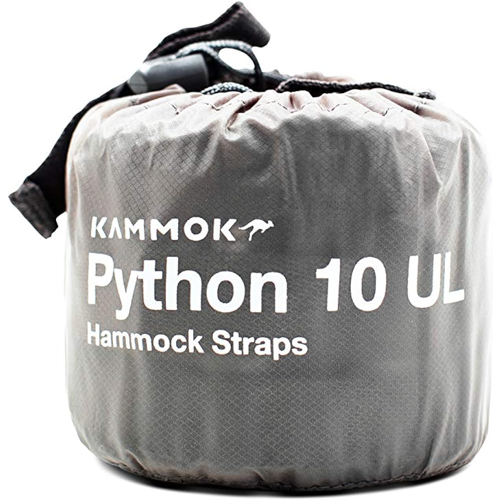 KAMMOK Python 10 Ultralight Granite Gray Hammock Strap Total Length 304cm Storage Bag Lightweight Camping Outdoor KM5478GG (Authentic Japanese Product)