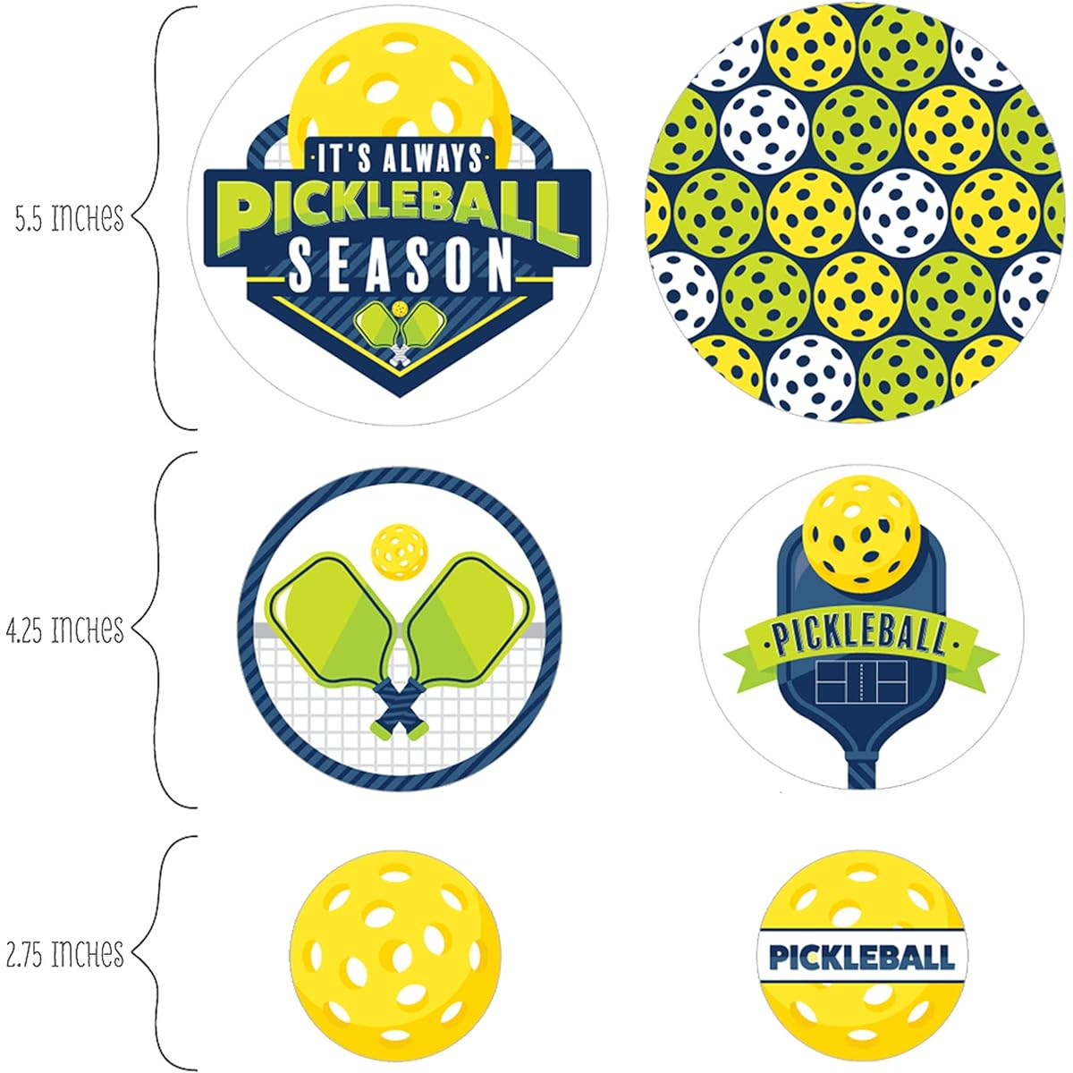 Big Dot of Happiness Let's Rally - Pickleball - Birthday or Retirement Party Giant Circle Confetti - Party Decorations - Large Confetti 27 Count