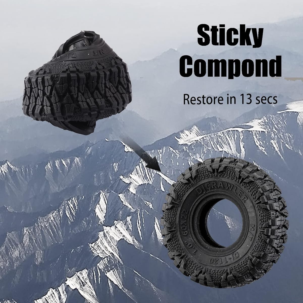 1.0 Drag Tire 60 * 22mm for SCX24 Wheel Upgrade 1/24 Scale RC Crawler Wide M/T Tire DJCRAWLER Rubber Soft Tire Axial Bronco Gladiator B17 1/18 TRX-4M Defender FMS FCX24 Parts Power Wagon