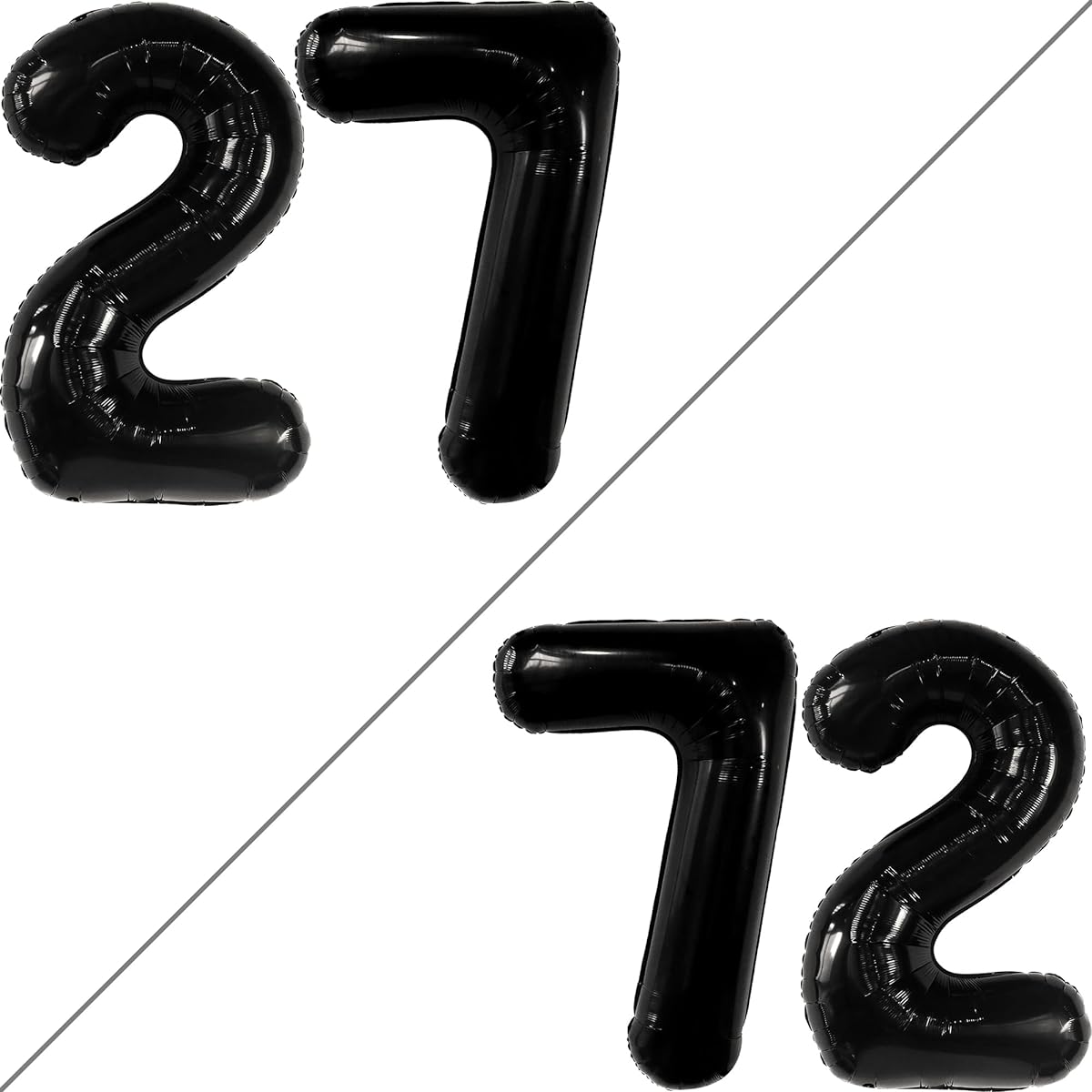black number 27 foil balloon