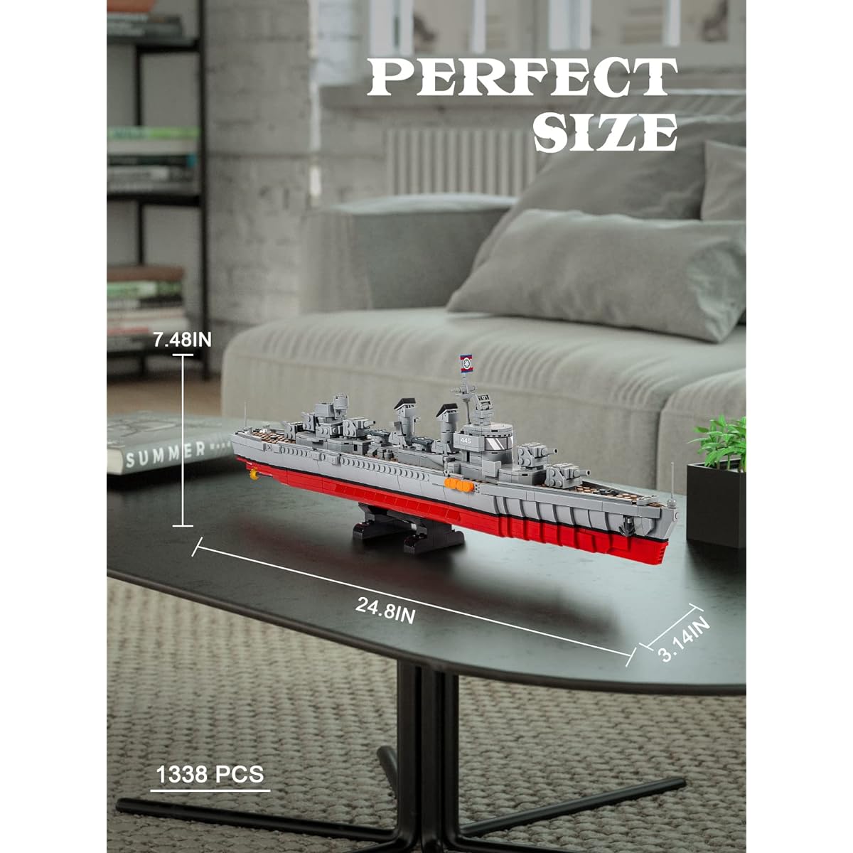 GOTIMON Fletcher Class Destroyer Building Blocks Toys Gifts for Adults and Kids (1338 Pieces)