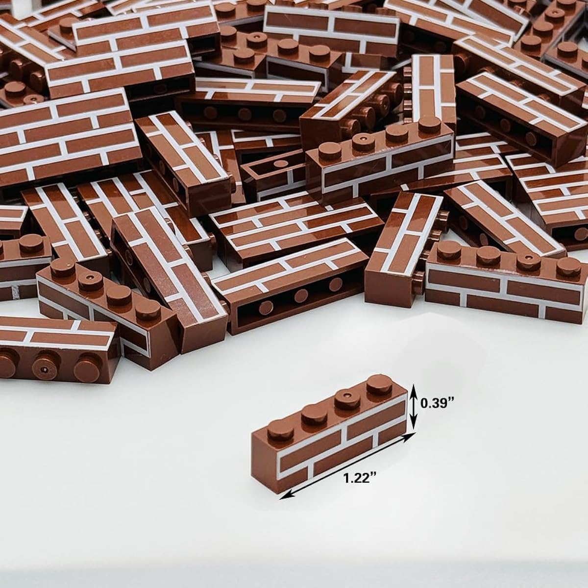 MIUTRUE Classic Wall Building Bricks, 100pcs 1x4 Masonry Profile Bricks Block Parts and Pieces, Compatible with Major Brands of Construction Toys, for Kids Ages 6+ (100pcs, Brown)