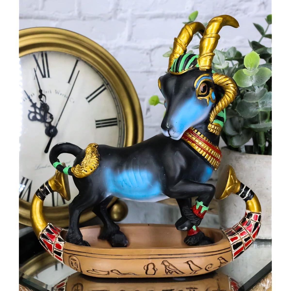 Ebros Gift Egyptian Ram-Headed God of Water and Fertility Khnum in a Solar Barque Boat 6.25" Tall Ancient Egyptian Gods Collectible Figurine History Educational Sculpture