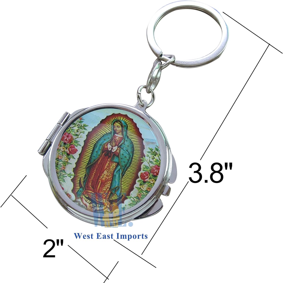 WE Our Lady of Guadalupe Compact Mirror (Pack of 12) Baptism Favors Keychains Baptism Favors First Communion Favors Guest Gifts with Organza Gift Bag
