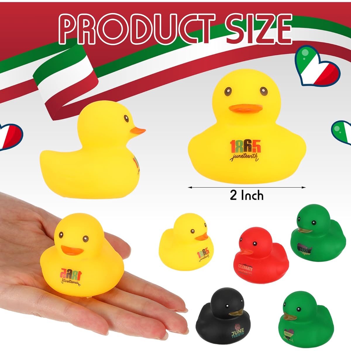 Wettarn Happy Juneteenth Rubber Ducks June 19th Rubber Duckies 2" Patriotic Juneteenth Mini Bath Rubber Duck Shower Swimming Pool Games Freedom Day Patriotic Party Goodie Bag Supplies (48)