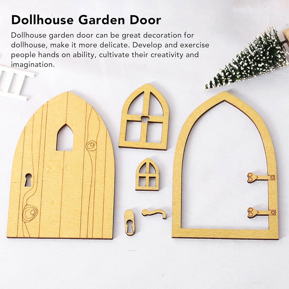 1:12 Dollhouse Village Door Dollhouse Garden Door Window Miniature Exquisite Decoration Wooden Vivid for Amateur Playroom