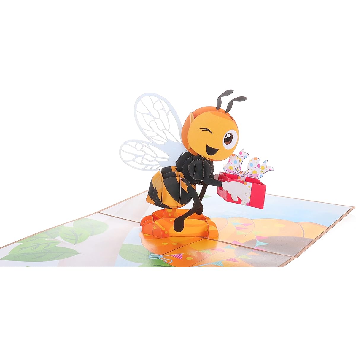 iGifts and Cards Happy Bee Day 3D Pop Up Greeting Card - Bees and Presents, Gifts for Bee Lovers, Thinking of You, Mother's Day Card, Beehive Hive Gift for Wife, Valentine's Day, Fun Birthday Gift