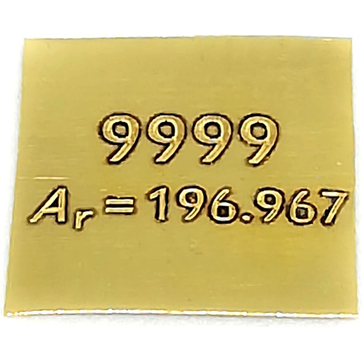 Elemental specimen Gold Au 10mm square plate Mirror finish Engraved A type