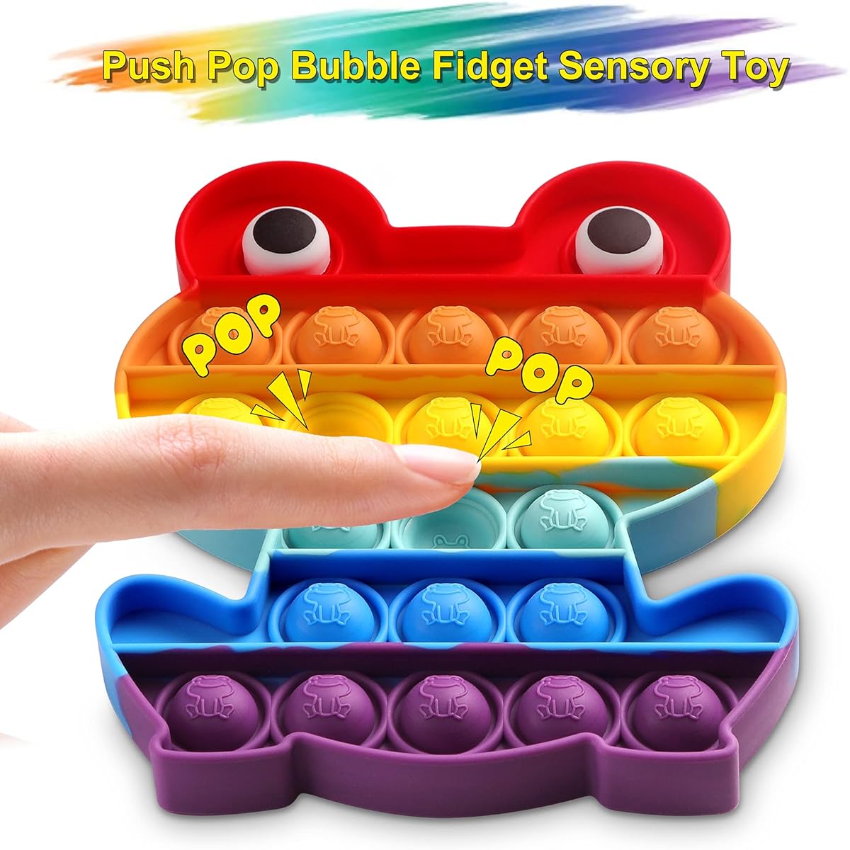 ATESSON Pop Sensory Fidget Toy for Kids Adults Bubble Pop Silicone Toy Bubble Popper Stress Anxiety Relief Toy Autism ADHD Special Needs (Frog)