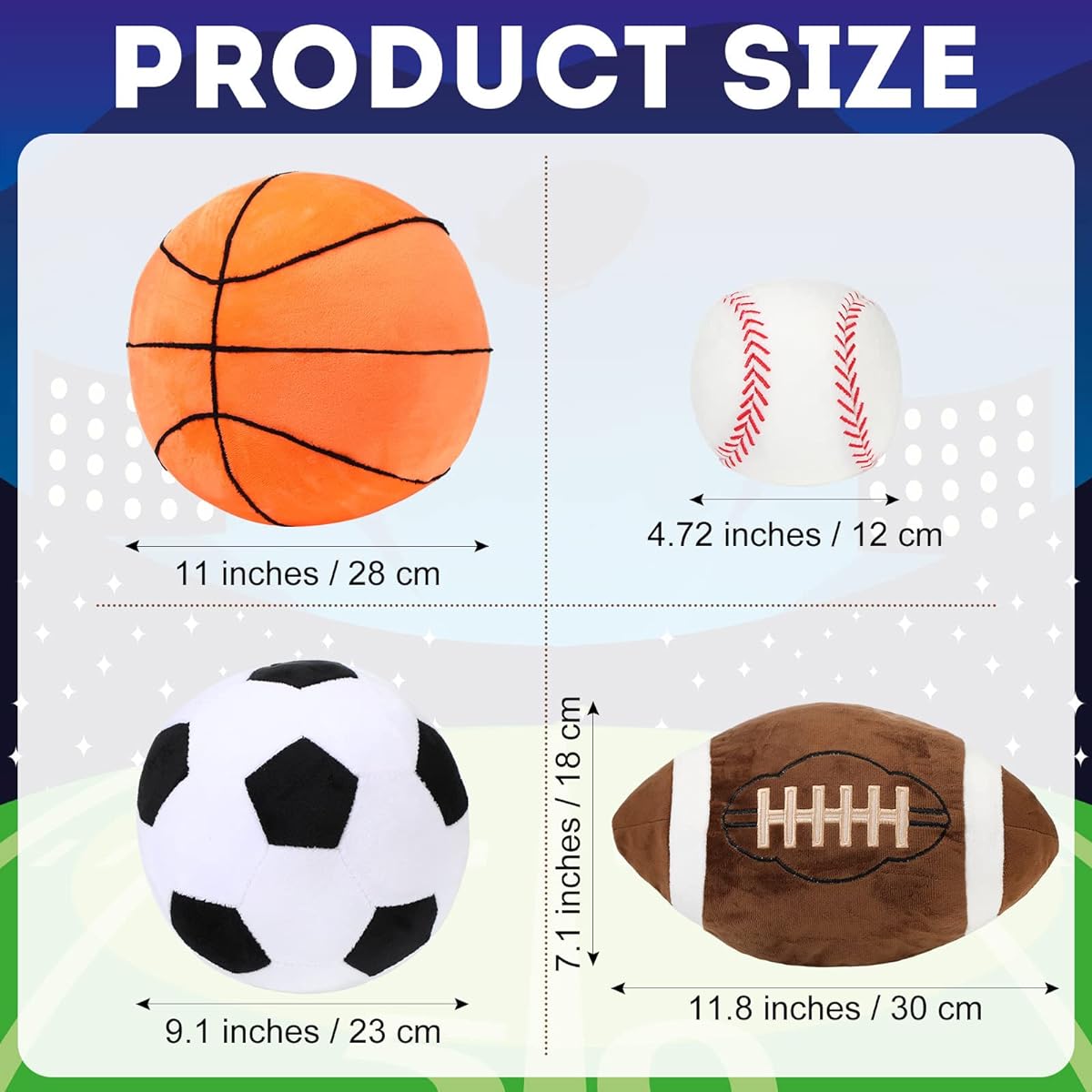Plush Sports Ball Toy Set, Soft Plush Basketball, Soccer Ball, Football, Baseball Pillow, Sports Shaped Throw Pillow, Cute Cushion Pillow, For Room/Bedroom Decoration, For Play, Indoor Gift, Set of 4