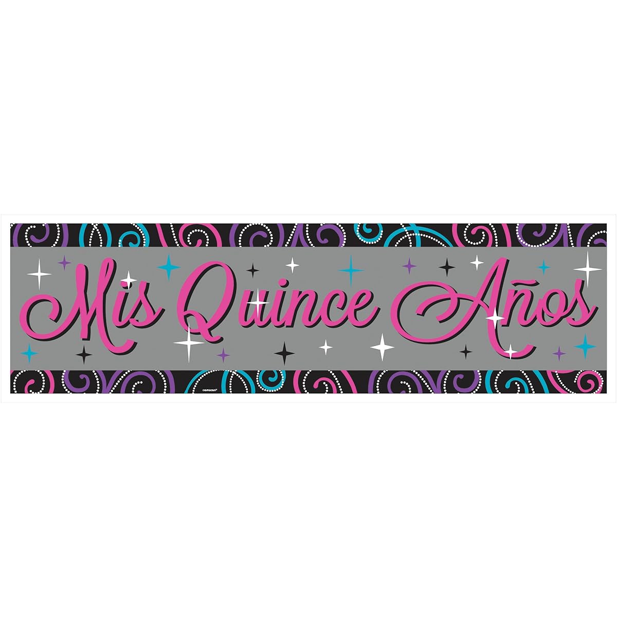 1 Elegant Mis Quince Años Giant Sign Banner Birthday Party Decoration, Multicolor, 65" x 20."
