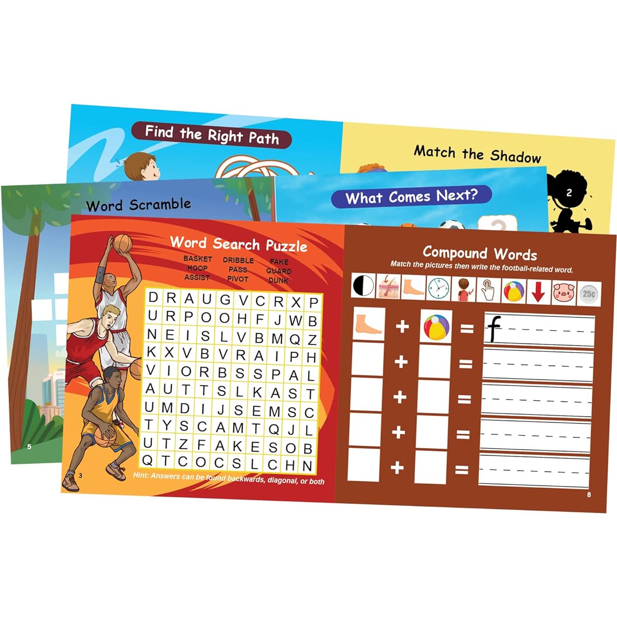 Sports Kids Party Favors Mini Activity Books for Football, Basketball, Soccer Sports Summer Party, 12 Pack, 4.75 x 4.75 Inch