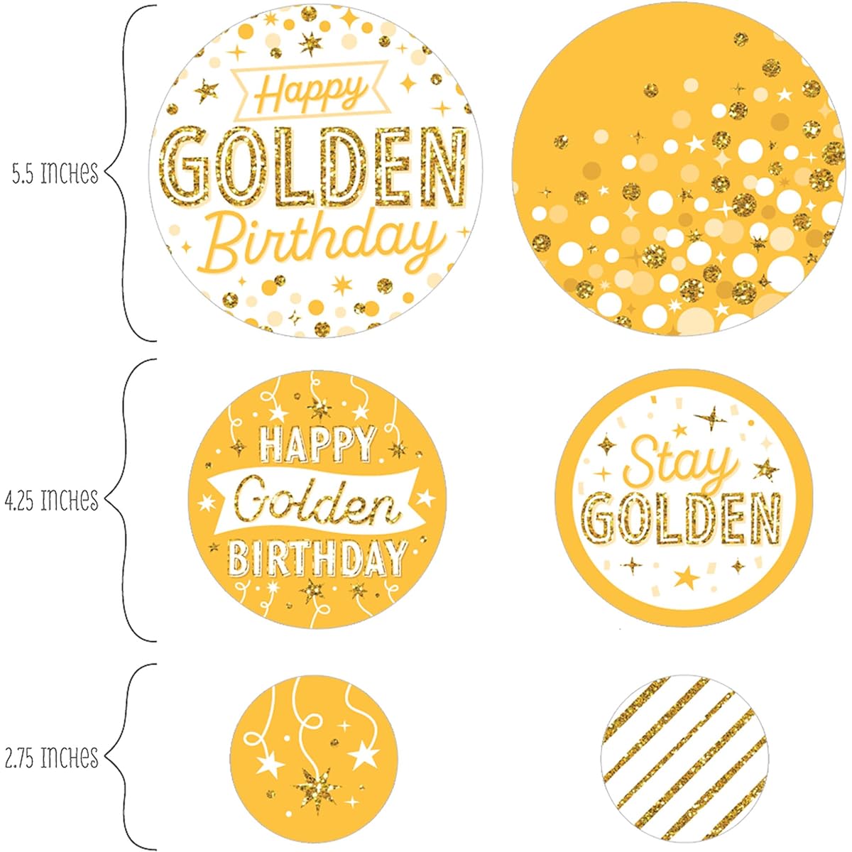 Big Dot of Happiness Golden Birthday - Happy Birthday Party Giant Circle Confetti - Party Decorations - 27 Large Confetti