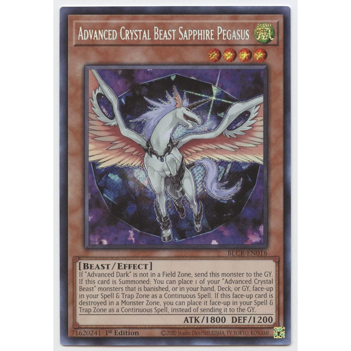Advanced Crystal Beast Sapphire Pegasus BLCR-EN016 Secret Rare First Edition