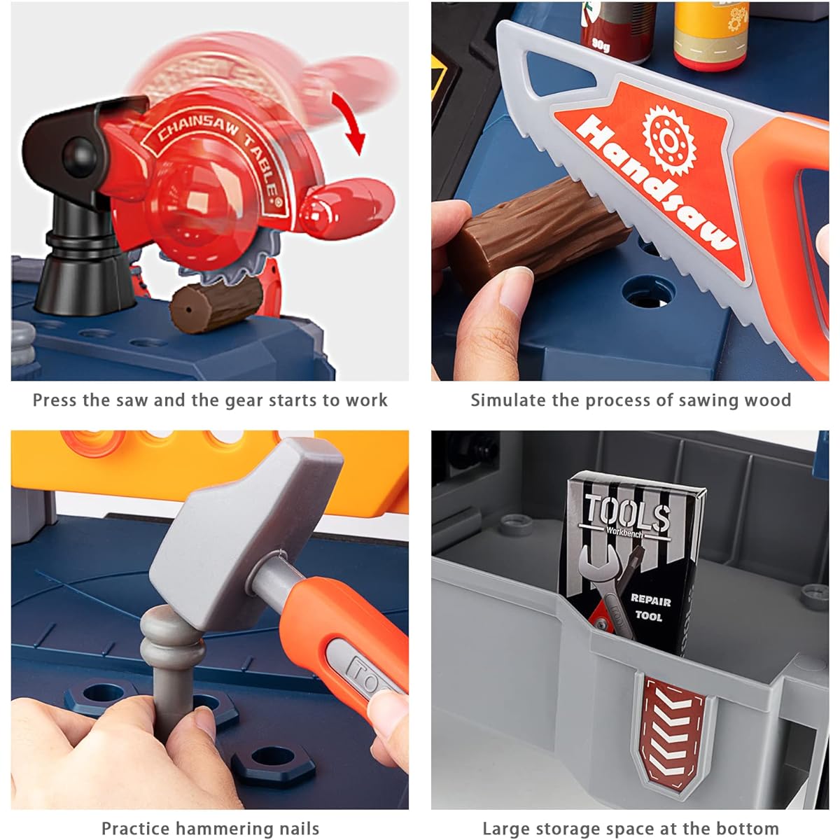Deejoy Kids Tool Bench, Realistic Electric Drill Transformable Tool Set, Toddler Bench Pretend Play Learning Gift for 3-5 Year Old Boys & Girls