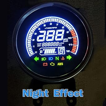 BLUERICE Real Color Digital Motorcycle Speedometer LED Universal Speedometer Odometer Motorcycle Gauge Water Temperature Gauge 299 KphMph with Bracket for Carburetor Motorcycle