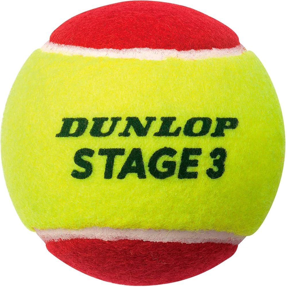 Dunlop Tennis Ball DUNLOP STAGE 3 RED1 Dozen STG1GRB3TIN for Kids/Juniors 12 Pieces Red x Yellow