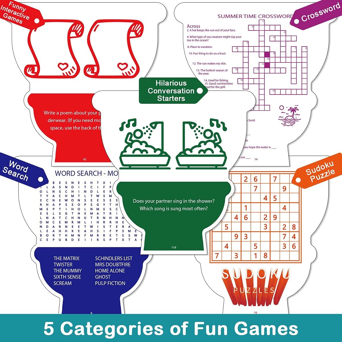 Funny Toilet Games for Couples Toilet Tattle Toilet Games for Husband or Boyfriend Fun Relationship Conversation Starters Sudoku Crossword Word Search