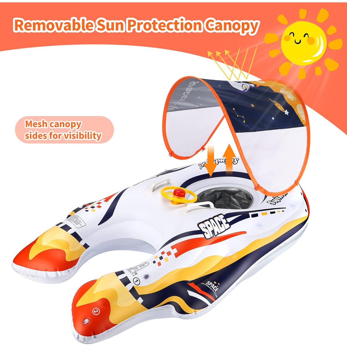 Swimbobo Mommy and Me Pool Baby Float with Removable Canopy, Toddler Seat Float for Swimming Pool, 1 Child