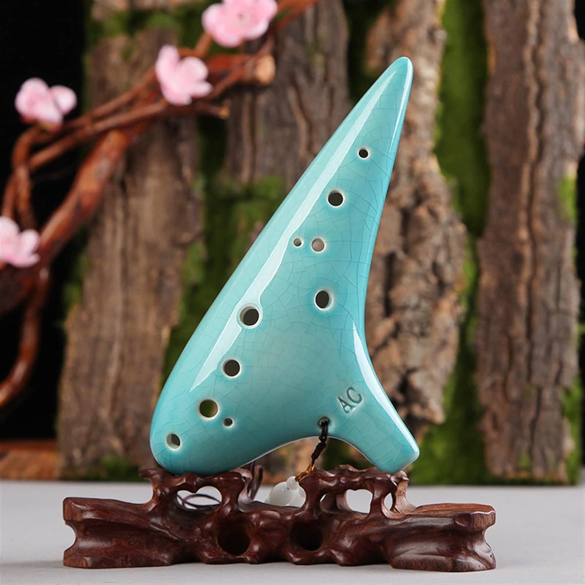 Professional Ocarina Musical Instrument 12 Holes Alto C Tone Ceramic Ocarina Green Crack Glaze Student Ocarina Ocarina Musical Instrument