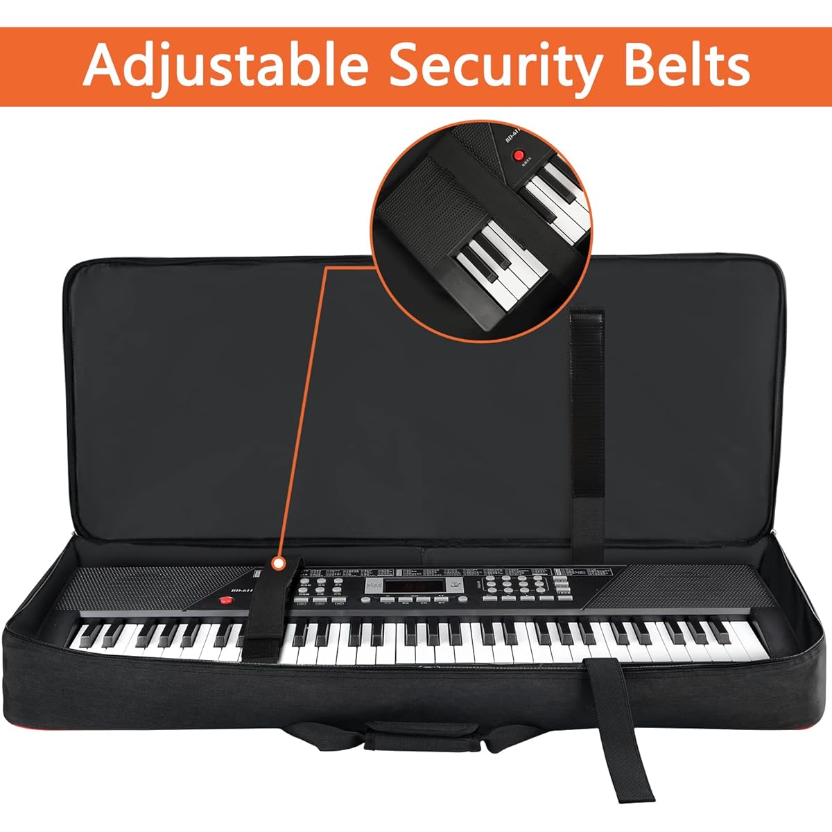 SNIGJAT 61 Key Keyboard Case Soft (Interior: 109.3 cmx15.7 cmx12.2 cm) Not Compatible with All Korgs, Waterproof Piano Case with Handle and Adjustable Shoulder Strap, Padded Keyboard Gig Bag with 3 Pockets