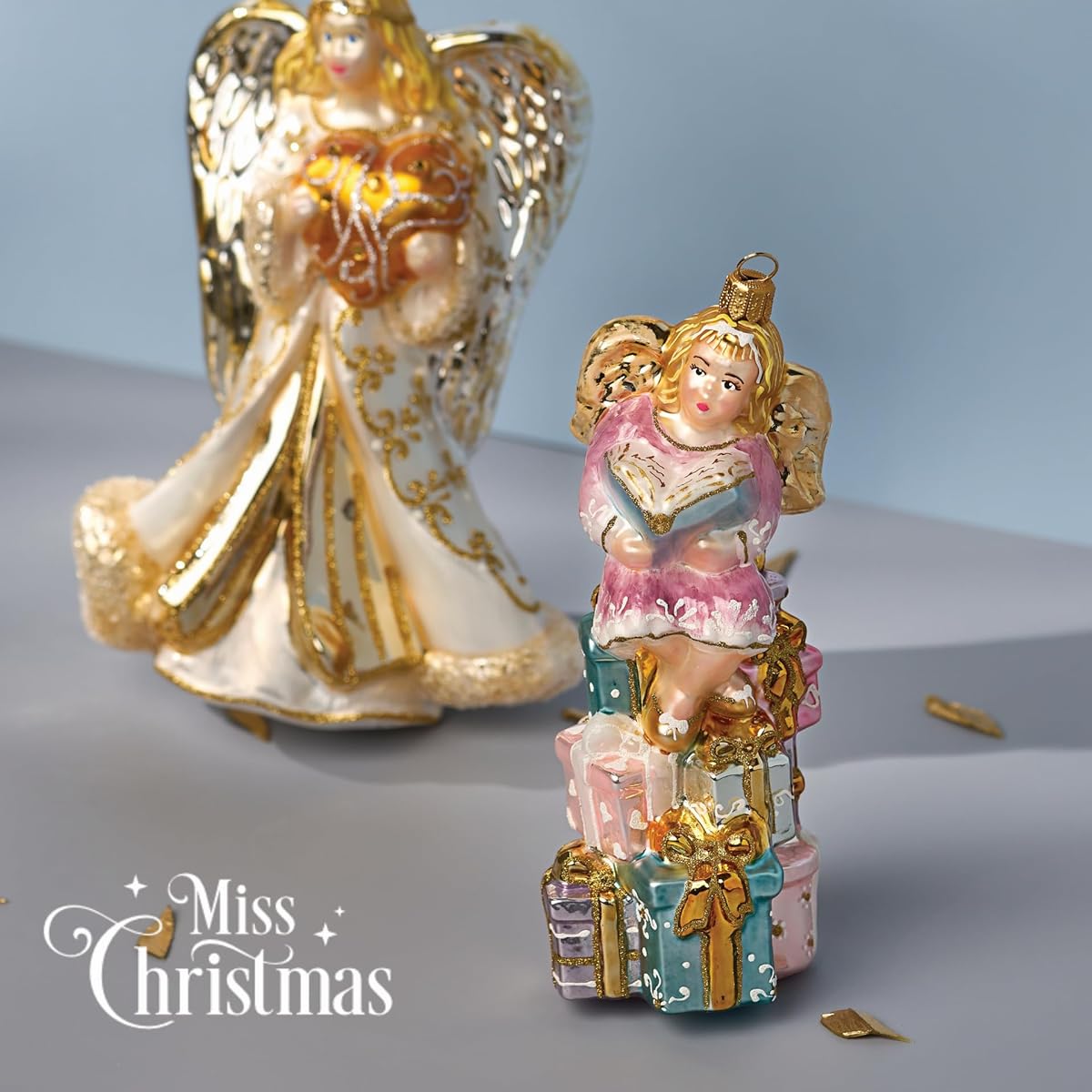 Miss Christmas 2020 Collection Elf Bobble with Holly 5.5" Blown Glass Christmas Tree Ornament