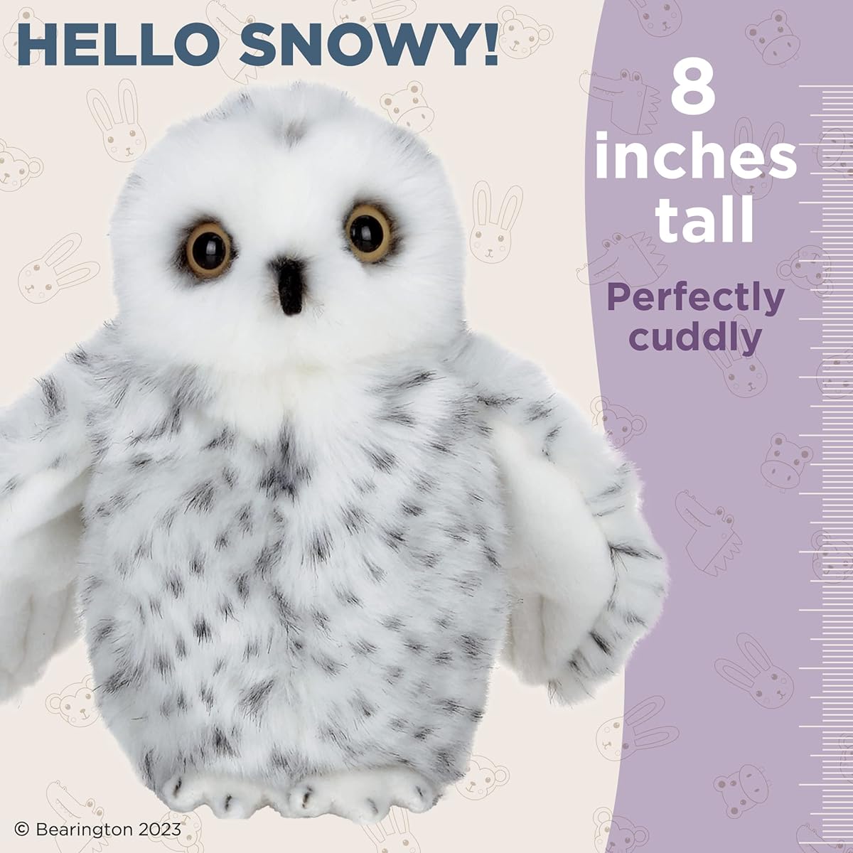 Bearington Drift Stuffed Plush Snowy Owl, 8 Inch
