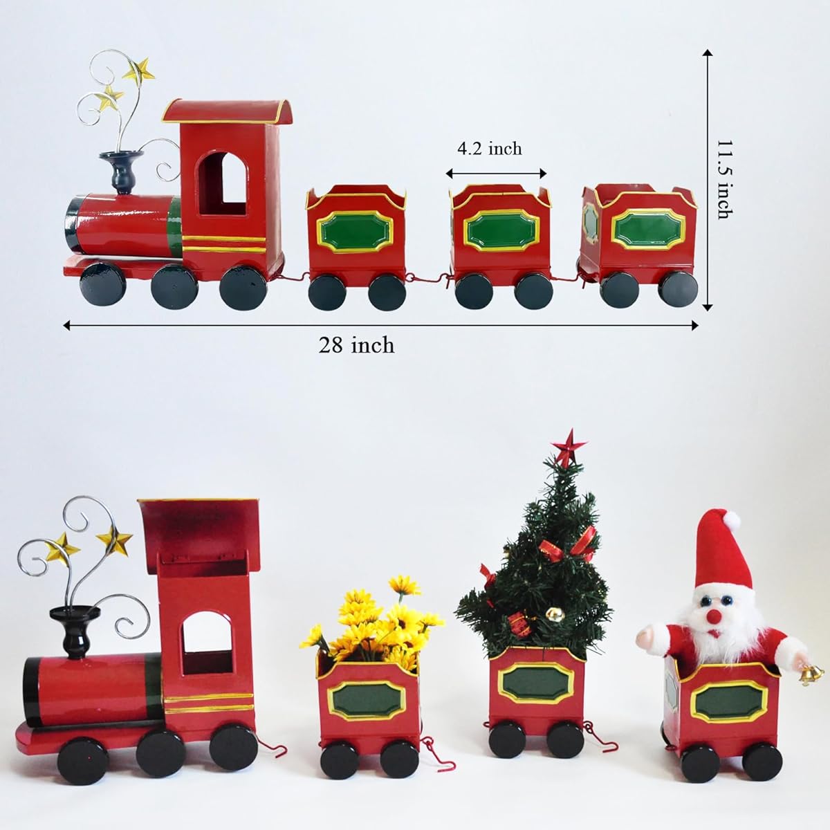 wotieuns Christmas Decorations Red Train Indoor Decorations Farmhouse Metal Train Tabletop Decorations Holiday Gift Basket